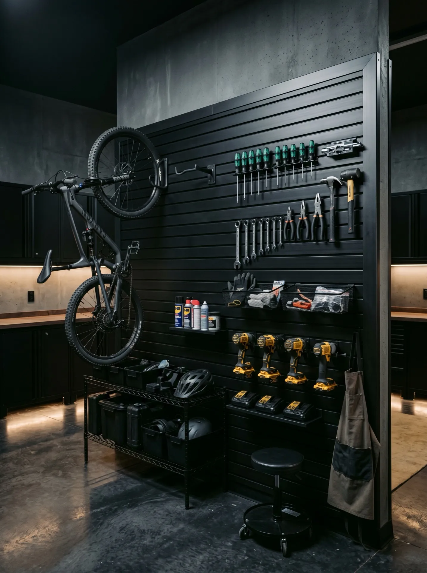 Custom garage slat wall organization system